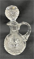 HQ Cut Crystal Cruet w/ Stopper 7" Tall