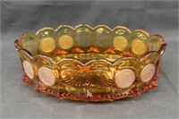 Fostoria Amber Coin Glass 8 7/8" Oval Bowl