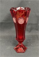 Fostoria Ruby Red 8" Coin Glass Footed Vase