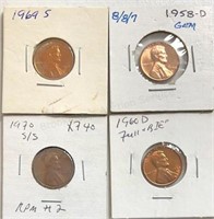 (4) Error Lincoln Cents