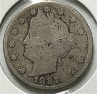 1887 Liberty V Nickel