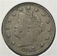 1912-S Liberty V Nickel VF Key Date