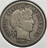 1916 Barber Dime VF