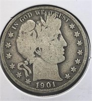 1901-S Barber Half Dollar VG