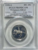 1999-S Delaware Silver Quarter PCGS PR69 DCAM