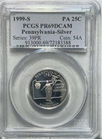 1999-S Pennsylvania Silver Quarter PCGS PR69 DCAM