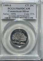 1999-S Connecticut Silver Quarter PCGS PR69 DCAM