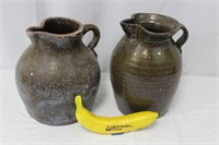 2 Vintage Stoneware Pitchers #1