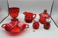 6 Pcs. Fostoria Coin & American Red Glass