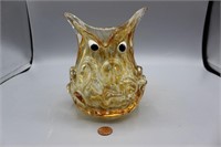 Italian Blown Speckled Art Glass Owl Vase
