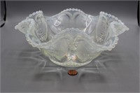 Dugan Glass "Jeweled Heart" White Opalescent Bowl