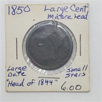 1850 Large Cent, Large Date, Small Stars
