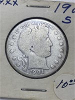 1901-S, Silver Barber Half Dollar
