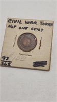 Civil War Token, "Not One Cent" J.G.W. Stamped