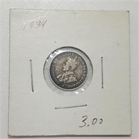 1934 Australia Threepence, Silver coin