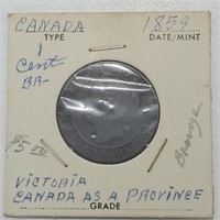 1859 Canada Large Cent Bronze Coin