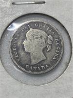 1886 Canada 5 Cents Small Silver Coin, Nice!