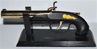 Vintage Working Flintlock Pistol Lighter On Stand