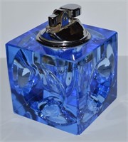 Mid Century Ice Blue Glass Working Table Lighter
