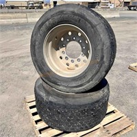 2 Goodyear G392SST 445/50R22.5 Tires on Rims