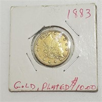 1883 Liberty Head V Nickel Racketeer Gold Plated