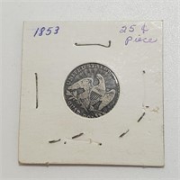 1853 Arrows & Rays Seated Liberty Quarter