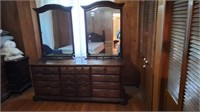 2 Mirror-9 Drawer Dresser. 78"-W, 20"-D, 79"-T. Mi