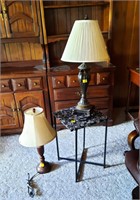 2 - Table Lamps & End Table. 14" x 14" x 21"