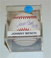 HOF Johnny Bench Autographed Baseball GLOBAL COA