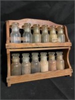 Vintage Wooden Spice Rack With Glass Spice Jars Wi