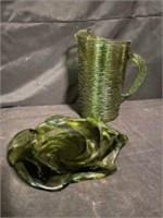 Vintage Anchor Hocking Soreno Green Crinkle Glass