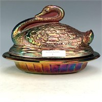 Sowerby Blue Swan on Nest Covered Dish