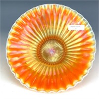 Dugan Peach Opal Smooth Rays Crimped Bowl