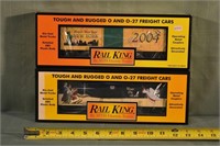2 Rail King O Scale box cars: 1997 Holiday 30-7416