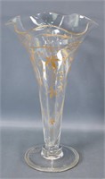 Blown 'Trumpet' Form Clear Glass Vase