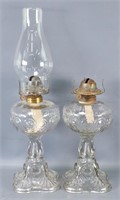Pair of Canadian 'Bullseye' EAPG Oil Lamps