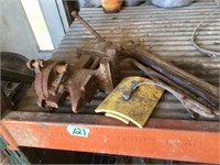 Old vise (rusty) and misc tools