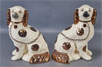 Pair of Cream Ware Staffordshire 'Spaniel Dogs'