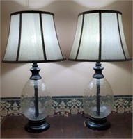 Pair of Glass and Metal Lamps #2
