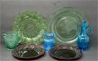 Depression Glass and Other Colored Glass Pieces