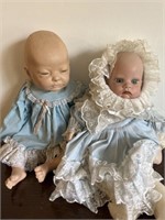 Ceramic Baby Dolls in Blue Dresses