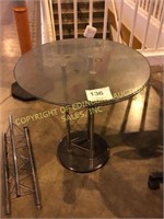 glass top table with metal stand