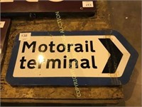 Motorail terminal porcelain/metal railway sign