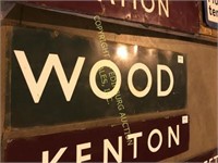 Wood porcelain/metal train station sign