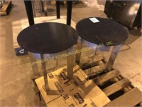 (2) metal round end tables