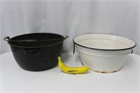2 Vintage Enamelware Wash Tubs