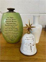 Candle, bell and bud vase