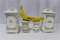 4 Vintage Ceramic Canisters, Made in Germany