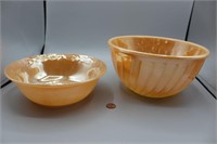 2 Vintage Fire King Peach Luster Glass Bowls