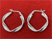 Sterling Silver Hoop Pierced Earrings 4.12 Grams